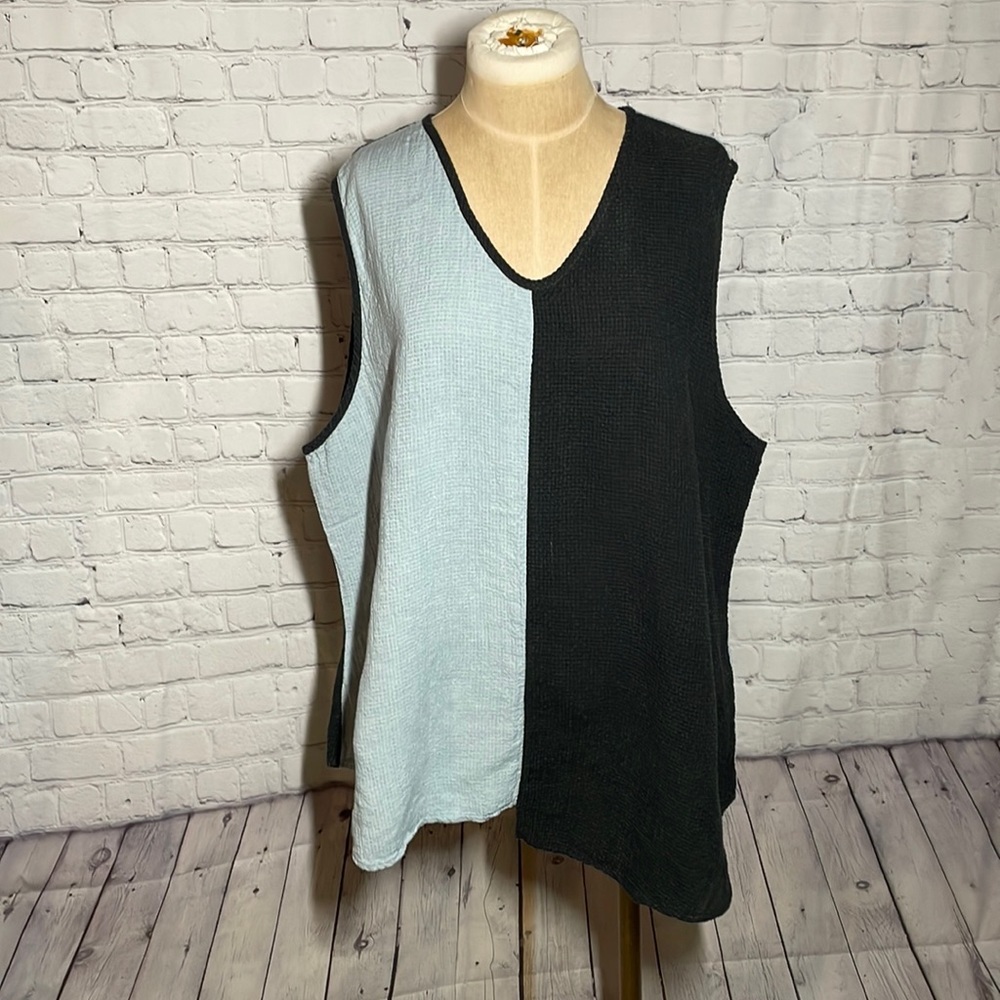 KHANGURA Designer Linen Blue and Black Size 2x